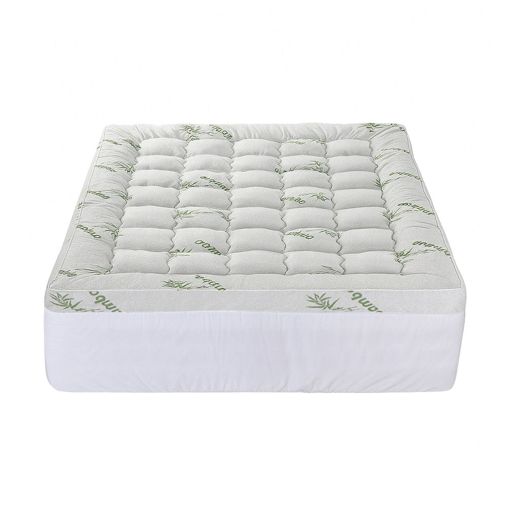 Giselle Bedding 1500GSM Pillowtop Mattress Topper Bamboo Mattress Pad for Back Pain Relief Washable 11cm TOPPER-BAM-11-Q