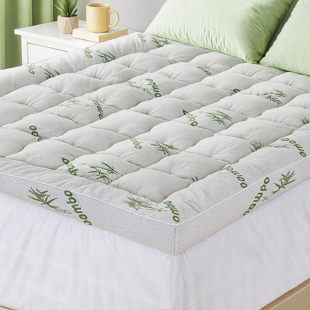 Giselle Bedding 1500GSM Pillowtop Mattress Topper Bamboo Mattress Pad for Back Pain Relief Washable 11cm TOPPER-BAM-11-Q
