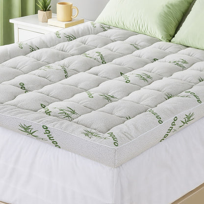 Giselle Bedding 1500GSM Pillowtop Mattress Topper Bamboo Mattress Pad for Back Pain Relief Washable 11cm TOPPER-BAM-11-Q