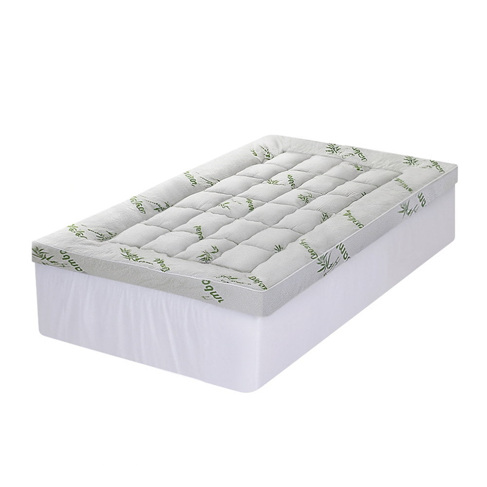 Giselle Bedding 1500GSM Pillowtop Mattress Topper Bamboo Mattress Pad for Back Pain Relief Washable 11cm TOPPER-BAM-11-S