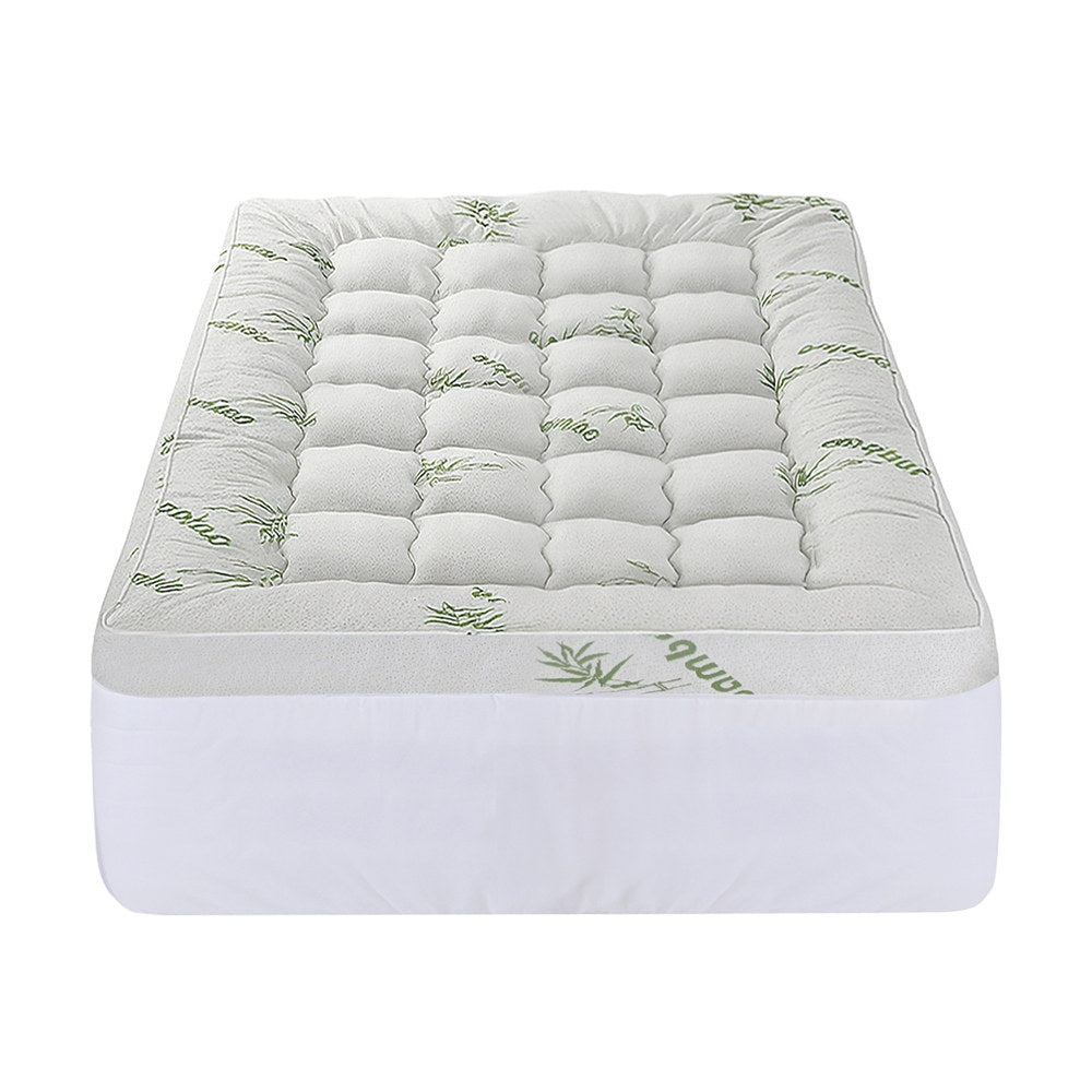 Giselle Bedding 1500GSM Pillowtop Mattress Topper Bamboo Mattress Pad for Back Pain Relief Washable 11cm TOPPER-BAM-11-S