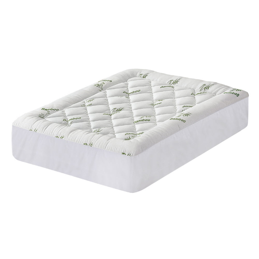 Giselle Bedding 5cm Pillowtop Mattress Topper 1000GSM Thick Soft Bamboo Cooling Pad for Back Pain Relief & TOPPER-BAM-5-D