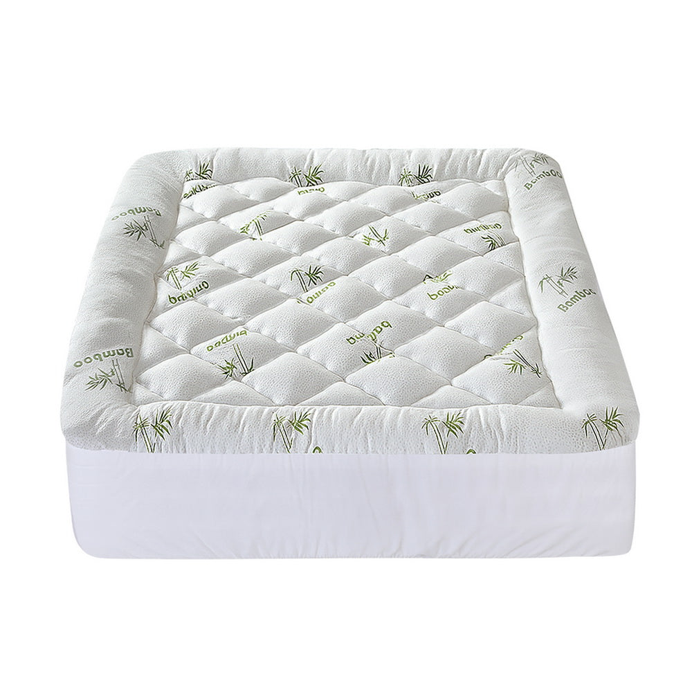 Giselle Bedding 5cm Pillowtop Mattress Topper 1000GSM Thick Soft Bamboo Cooling Pad for Back Pain Relief & TOPPER-BAM-5-D