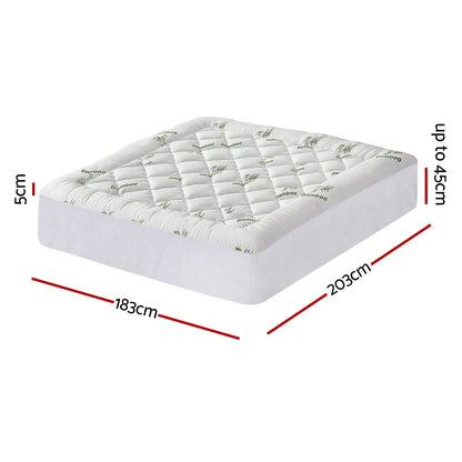 Giselle Bedding 5cm Pillowtop Mattress Topper 1000GSM Thick Soft Bamboo Cooling Pad for Back Pain Relief & TOPPER-BAM-5-K