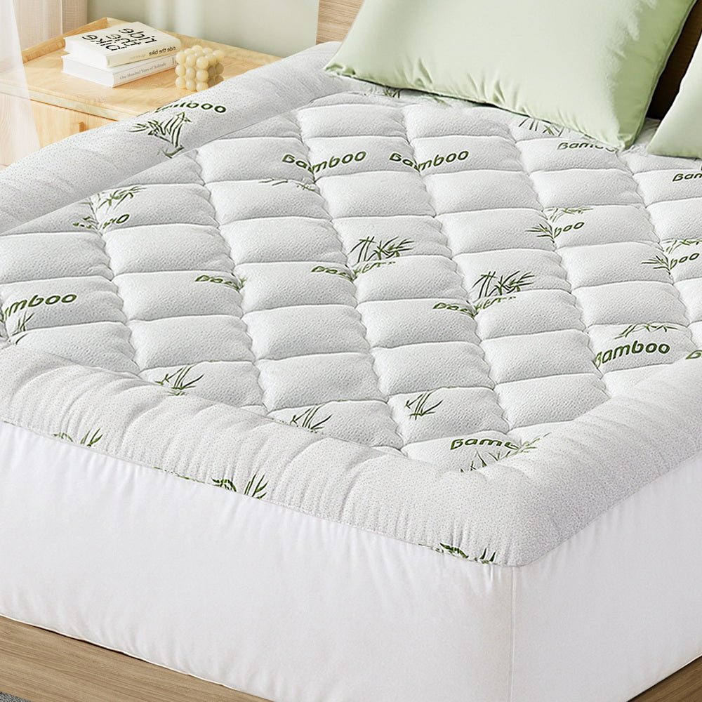 Giselle Bedding 5cm Pillowtop Mattress Topper 1000GSM Thick Soft Bamboo Cooling Pad for Back Pain Relief & TOPPER-BAM-5-K