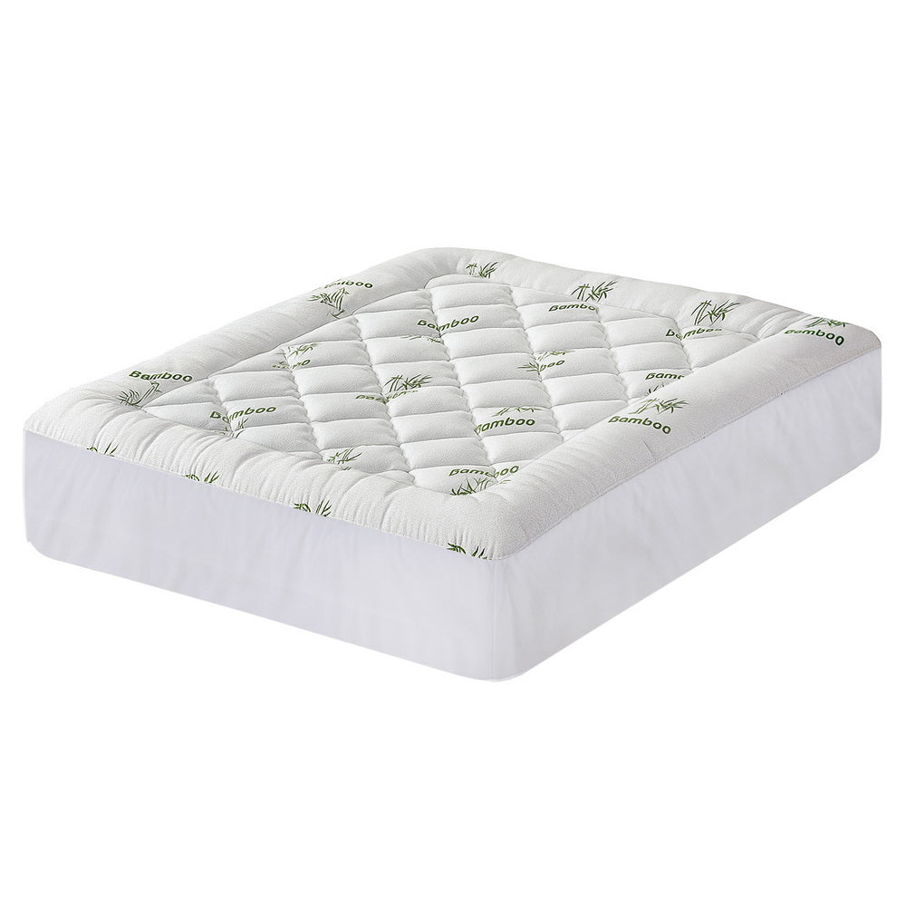Giselle Bedding 5cm Pillowtop Mattress Topper 1000GSM Thick Soft Bamboo Cooling Pad for Back Pain Relief & TOPPER-BAM-5-Q