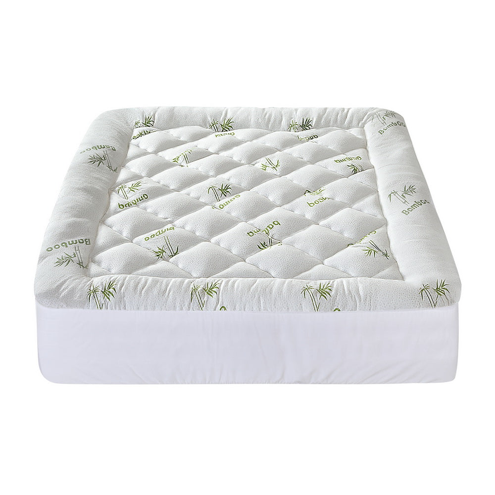 Giselle Bedding 5cm Pillowtop Mattress Topper 1000GSM Thick Soft Bamboo Cooling Pad for Back Pain Relief & TOPPER-BAM-5-Q