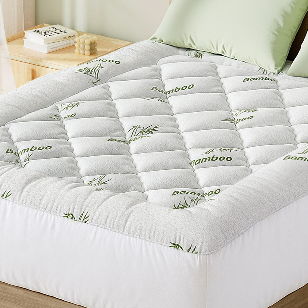 Giselle Bedding 5cm Pillowtop Mattress Topper 1000GSM Thick Soft Bamboo Cooling Pad for Back Pain Relief & TOPPER-BAM-5-Q