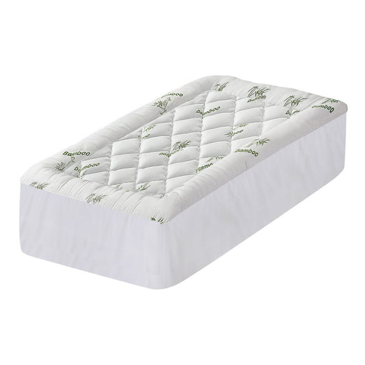 Giselle Bedding 5cm Pillowtop Mattress Topper 1000GSM Thick Soft Bamboo Cooling Pad for Back Pain Relief & TOPPER-BAM-5-S