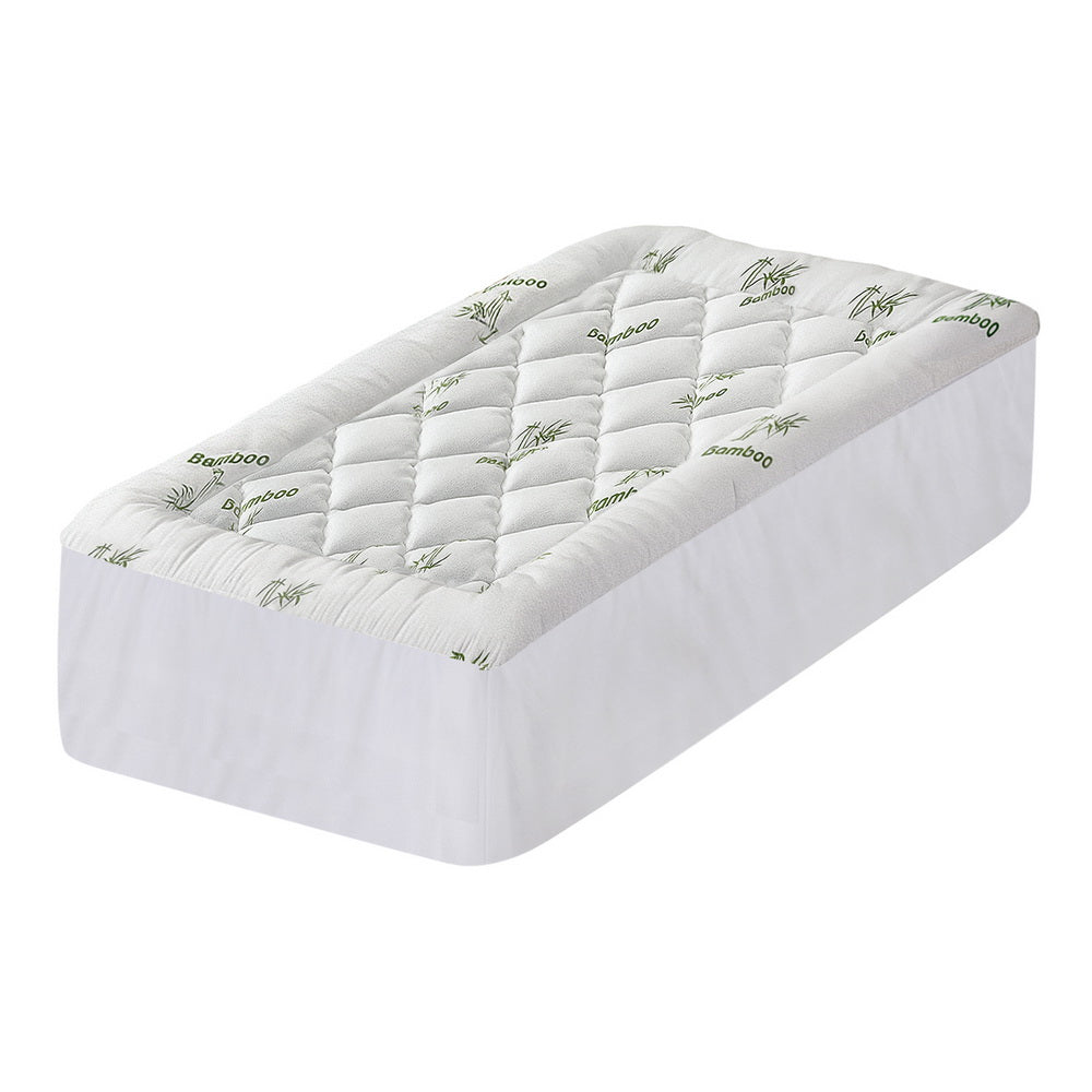 Giselle Bedding 5cm Pillowtop Mattress Topper 1000GSM Thick Soft Bamboo Cooling Pad for Back Pain Relief & Guest Bed, Washable Overfilled Cover with 45cm Deep Pocket Single