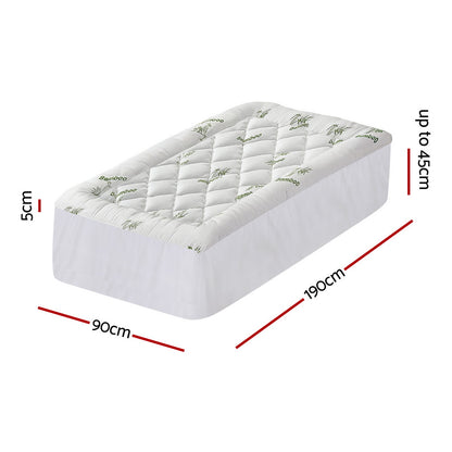 Giselle Bedding 5cm Pillowtop Mattress Topper 1000GSM Thick Soft Bamboo Cooling Pad for Back Pain Relief & TOPPER-BAM-5-S