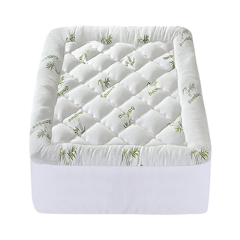 Giselle Bedding 5cm Pillowtop Mattress Topper 1000GSM Thick Soft Bamboo Cooling Pad for Back Pain Relief & TOPPER-BAM-5-S
