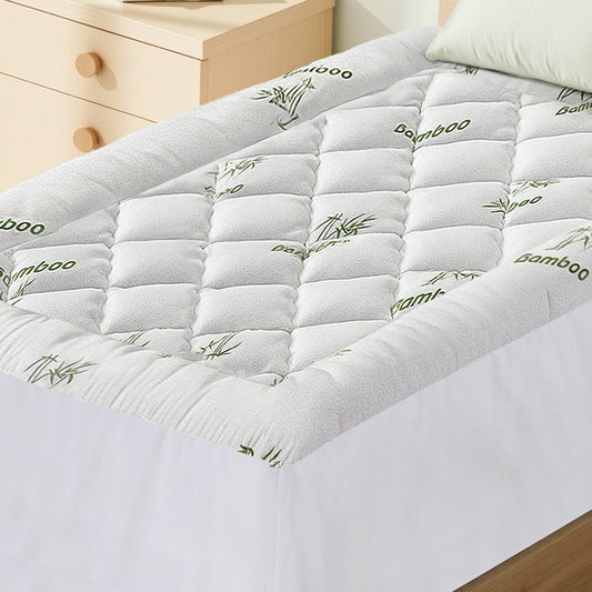 Giselle Bedding 5cm Pillowtop Mattress Topper 1000GSM Thick Soft Bamboo Cooling Pad for Back Pain Relief & TOPPER-BAM-5-S