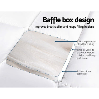 Giselle Bedding 5cm Bamboo Pillowtop Mattress Topper 1000GSM Mattress Pad for Back Pain Relief Washable TOPPER-BAM-D
