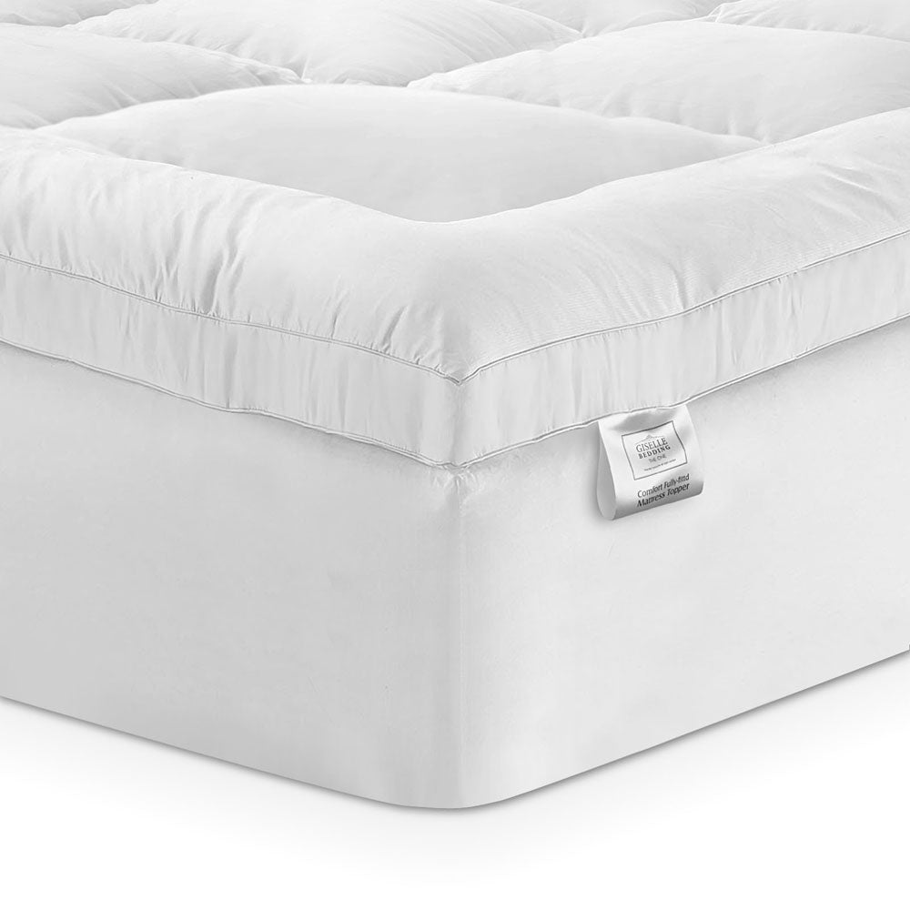 Giselle Bedding 5cm Bamboo Pillowtop Mattress Topper 1000GSM Mattress Pad for Back Pain Relief Washable TOPPER-BAM-D