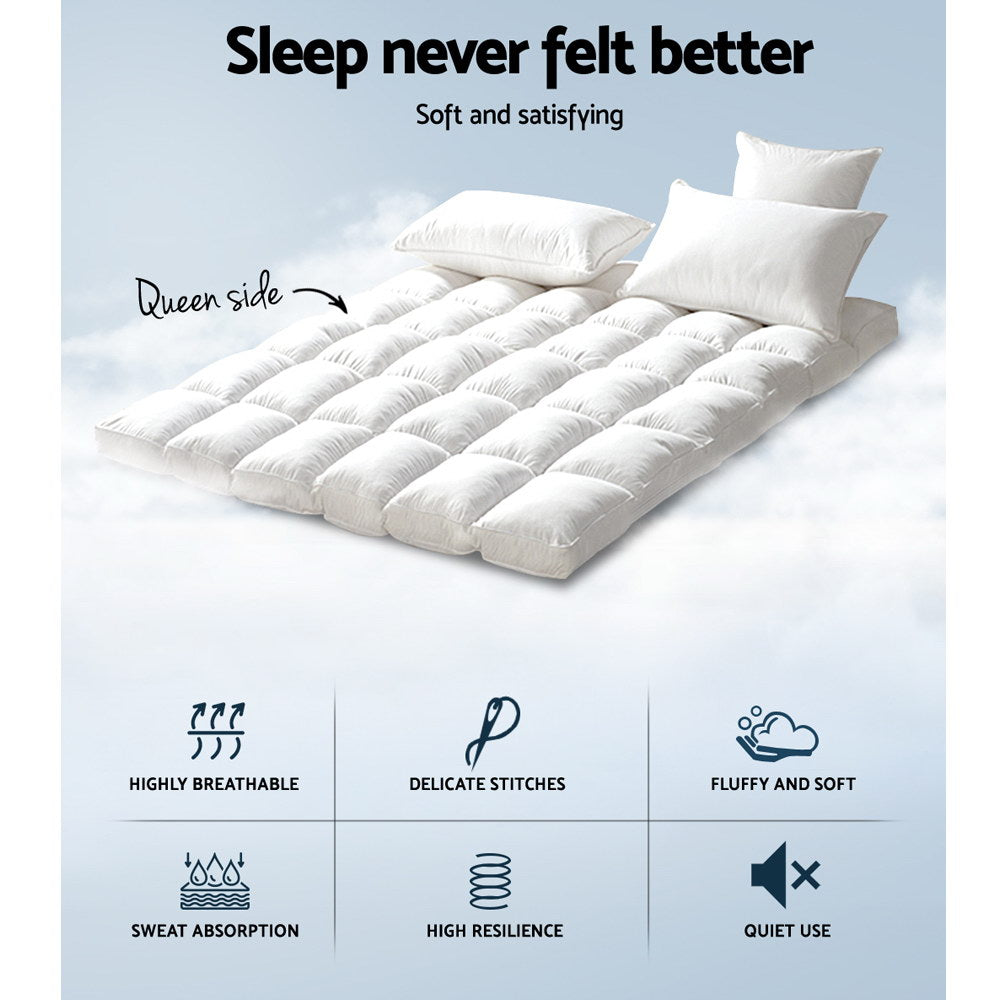 Giselle Bedding 5cm Bamboo Pillowtop Mattress Topper 1000GSM Mattress Pad for Back Pain Relief Washable TOPPER-BAM-Q