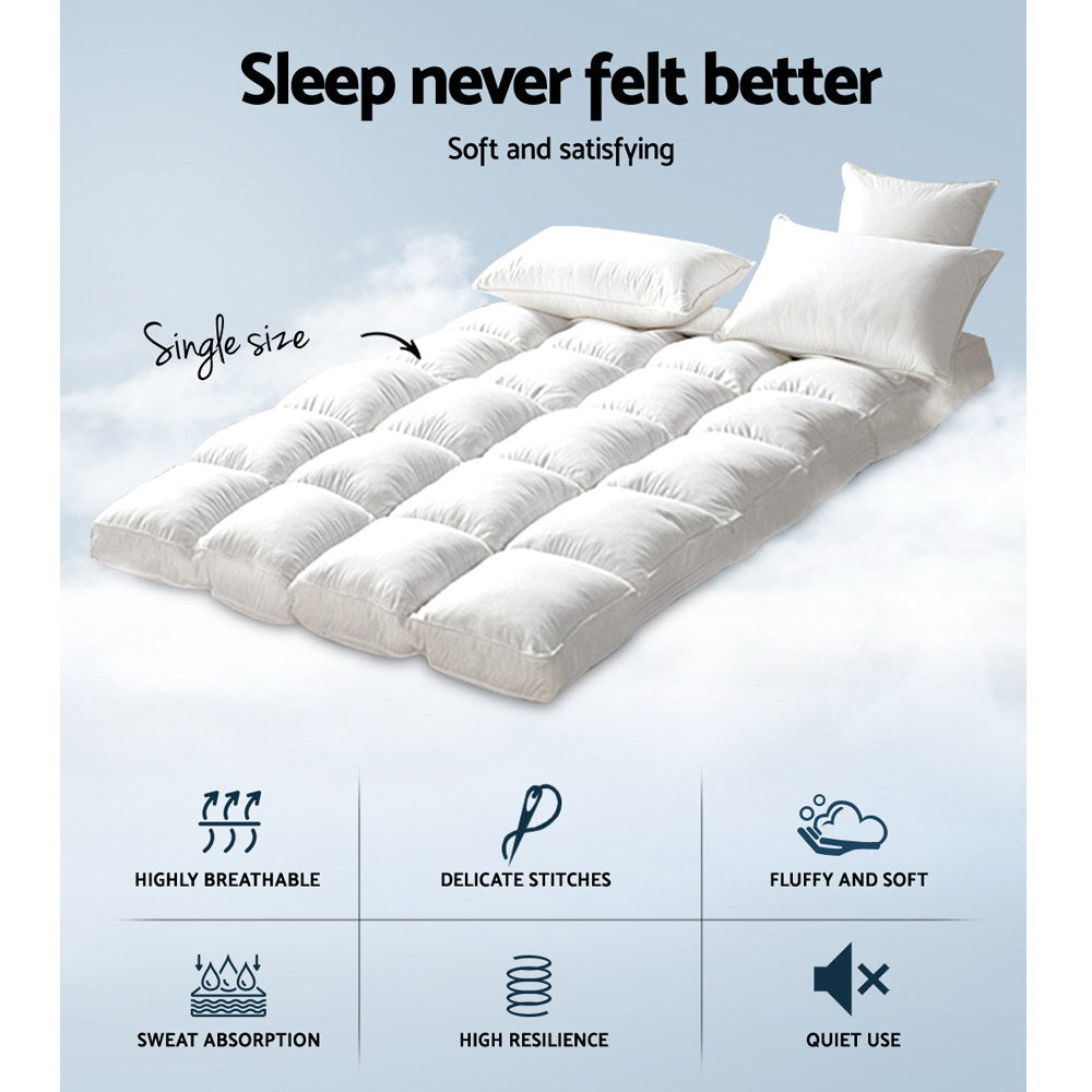 Giselle Bedding 5cm Bamboo Pillowtop Mattress Topper 1000GSM Mattress Pad for Back Pain Relief Washable TOPPER-BAM-S