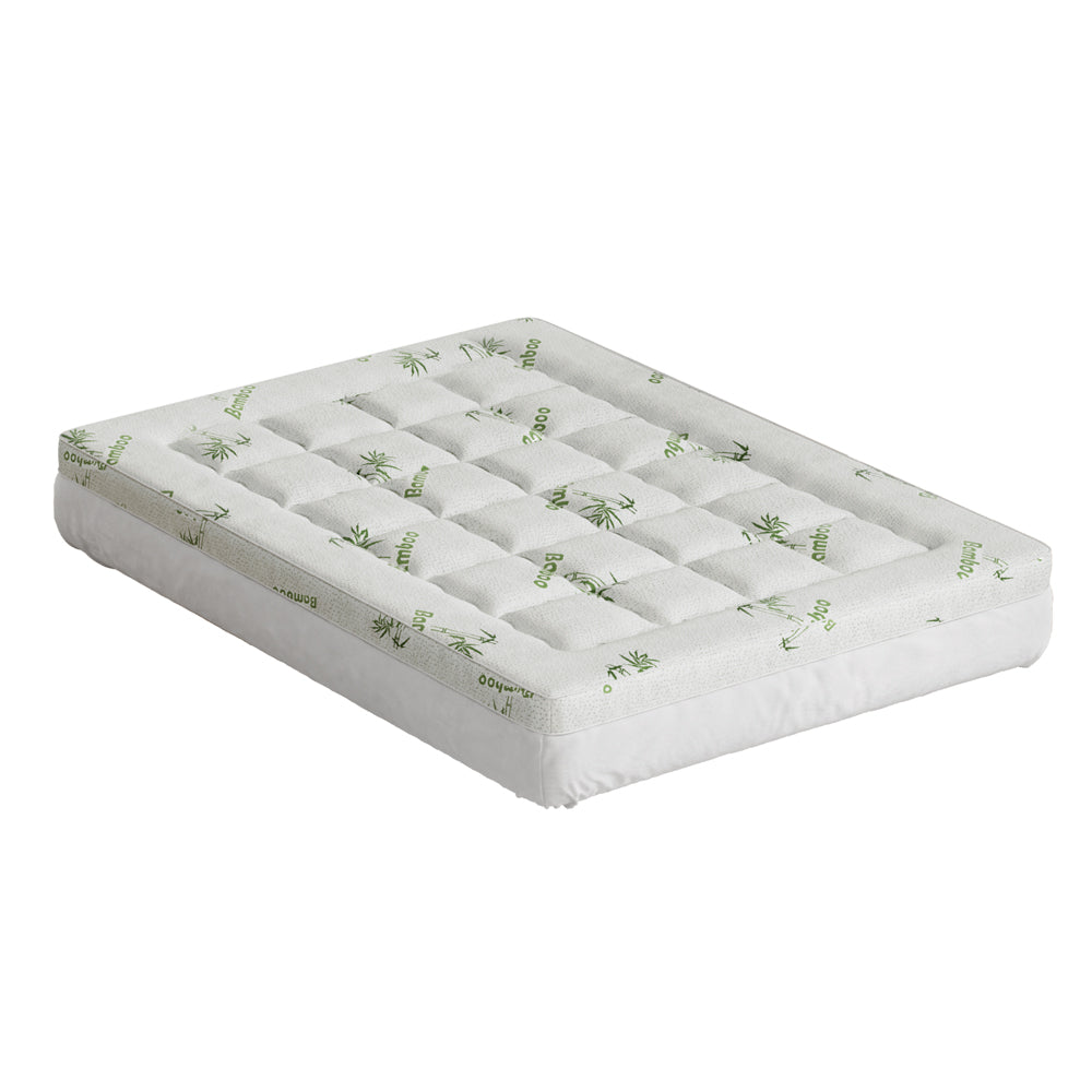 Giselle Bedding Pillowtop Mattress Topper 7.5cm Thick Bamboo Pad for Back Pain Relief Washable Skin-friendly TOPPER-BAM75-D