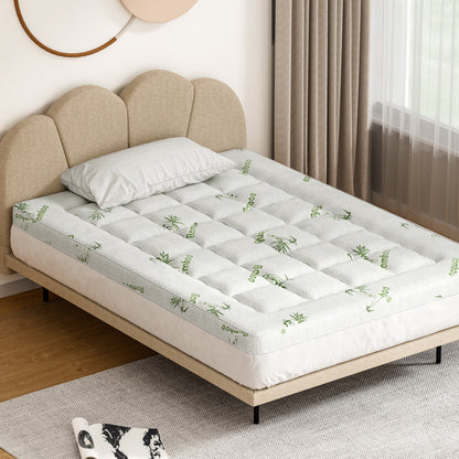 Giselle Bedding Pillowtop Mattress Topper 7.5cm Thick Bamboo Pad for Back Pain Relief Washable Skin-friendly TOPPER-BAM75-D