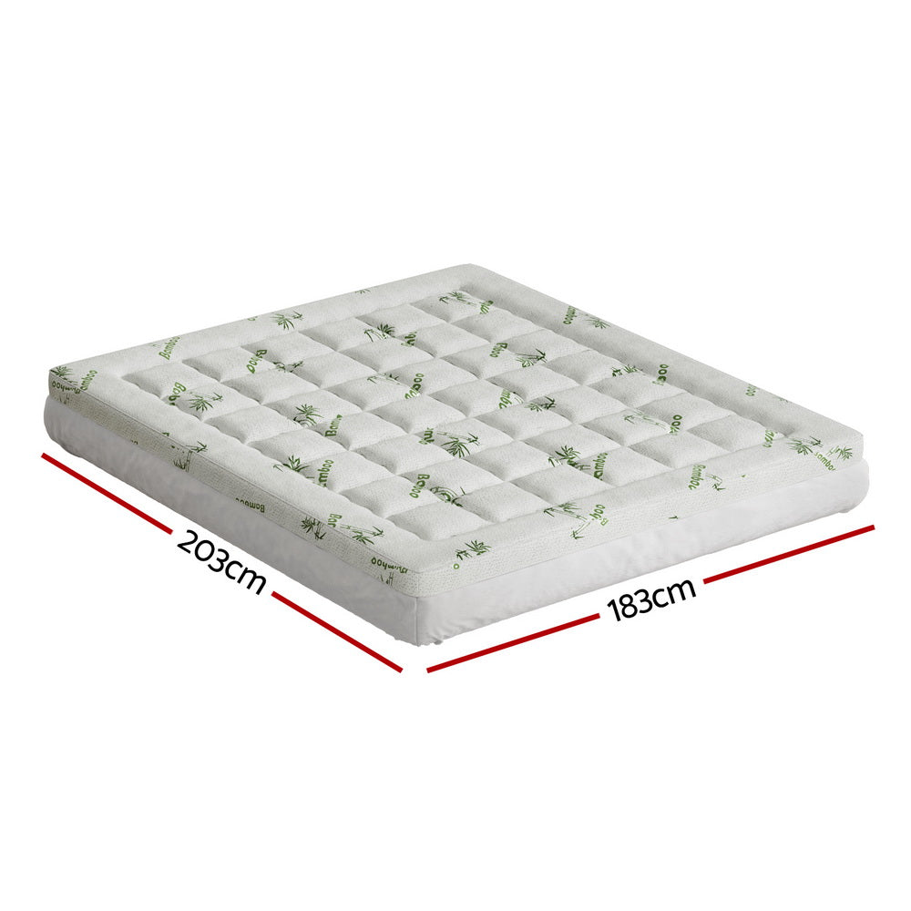 Giselle Bedding Pillowtop Mattress Topper 7.5cm Thick Bamboo Pad for Back Pain Relief Washable Skin-friendly TOPPER-BAM75-K
