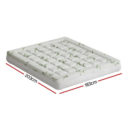 Giselle Bedding Pillowtop Mattress Topper 7.5cm Thick Bamboo Pad for Back Pain Relief Washable Skin-friendly TOPPER-BAM75-K