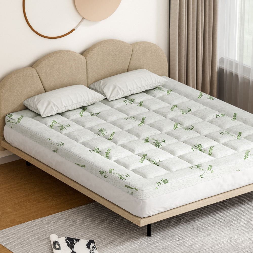 Giselle Bedding Pillowtop Mattress Topper 7.5cm Thick Bamboo Pad for Back Pain Relief Washable Skin-friendly TOPPER-BAM75-K