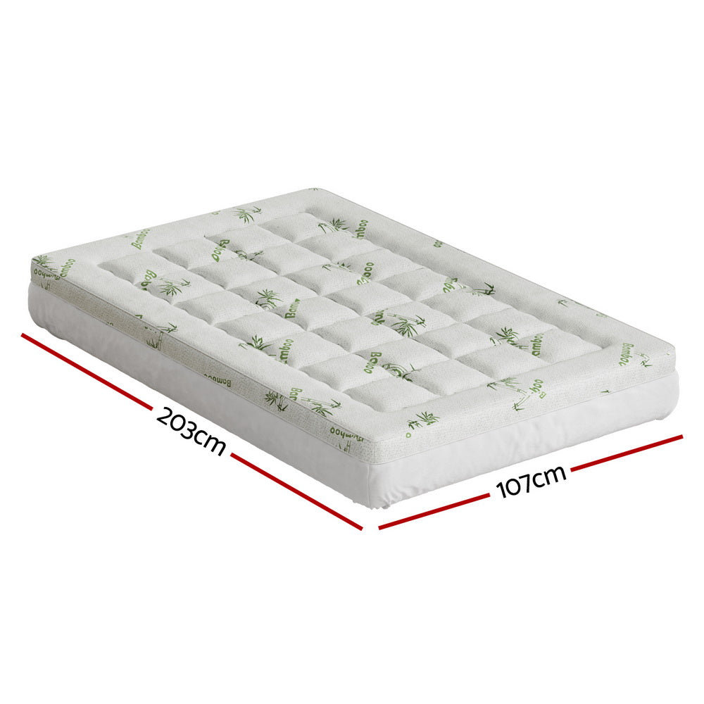 Giselle Bedding Pillowtop Mattress Topper 7.5cm Thick Bamboo Pad for Back Pain Relief Washable Skin-friendly TOPPER-BAM75-KS