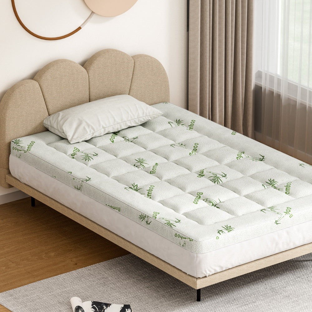 Giselle Bedding Pillowtop Mattress Topper 7.5cm Thick Bamboo Pad for Back Pain Relief Washable Skin-friendly TOPPER-BAM75-KS