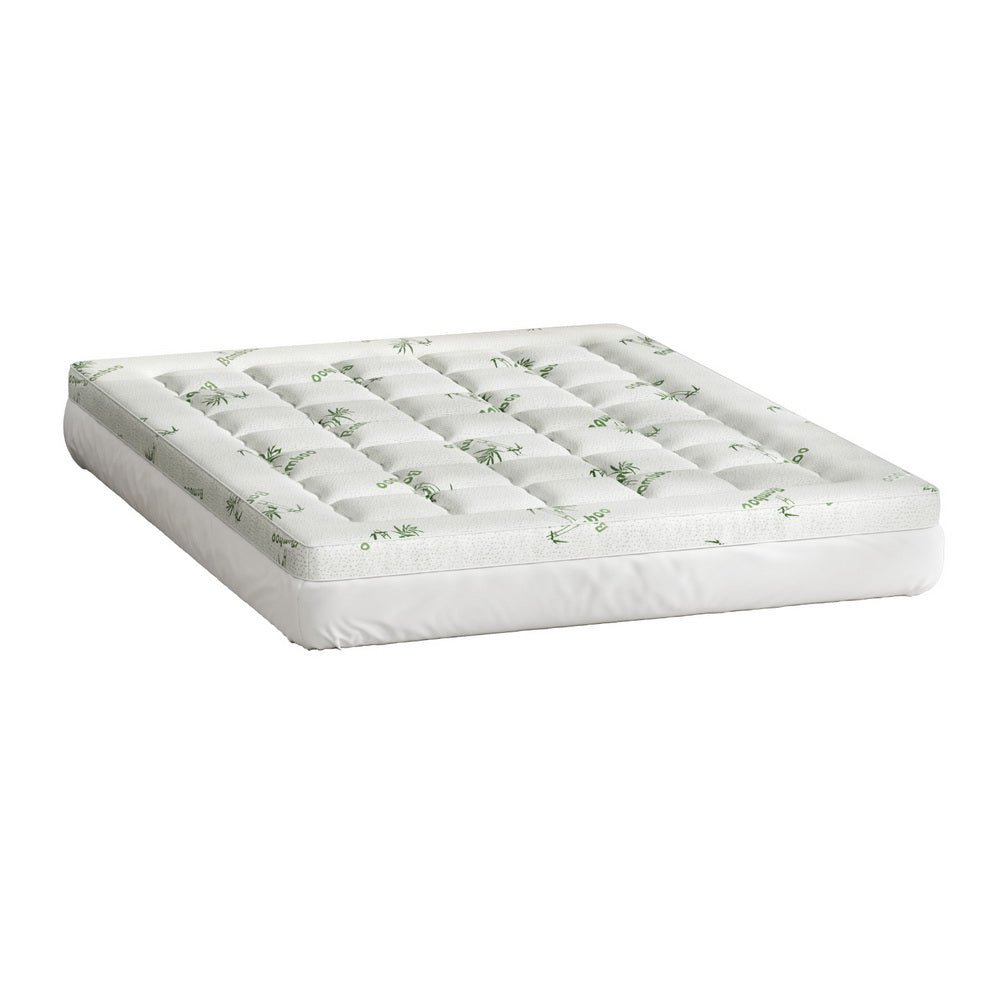 Giselle Bedding Pillowtop Mattress Topper 7.5cm Thick Bamboo Pad for Back Pain Relief Washable Skin-friendly TOPPER-BAM75-Q
