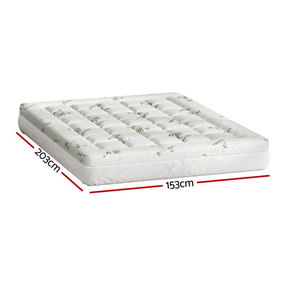 Giselle Bedding Pillowtop Mattress Topper 7.5cm Thick Bamboo Pad for Back Pain Relief Washable Skin-friendly TOPPER-BAM75-Q