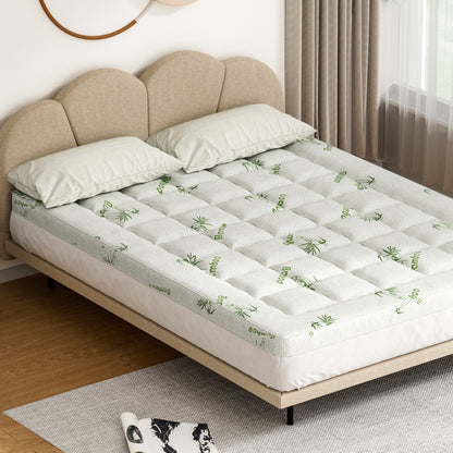 Giselle Bedding Pillowtop Mattress Topper 7.5cm Thick Bamboo Pad for Back Pain Relief Washable Skin-friendly TOPPER-BAM75-Q