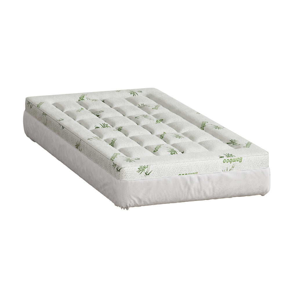 Giselle Bedding Pillowtop Mattress Topper 7.5cm Thick Bamboo Pad for Back Pain Relief Washable Skin-friendly TOPPER-BAM75-S
