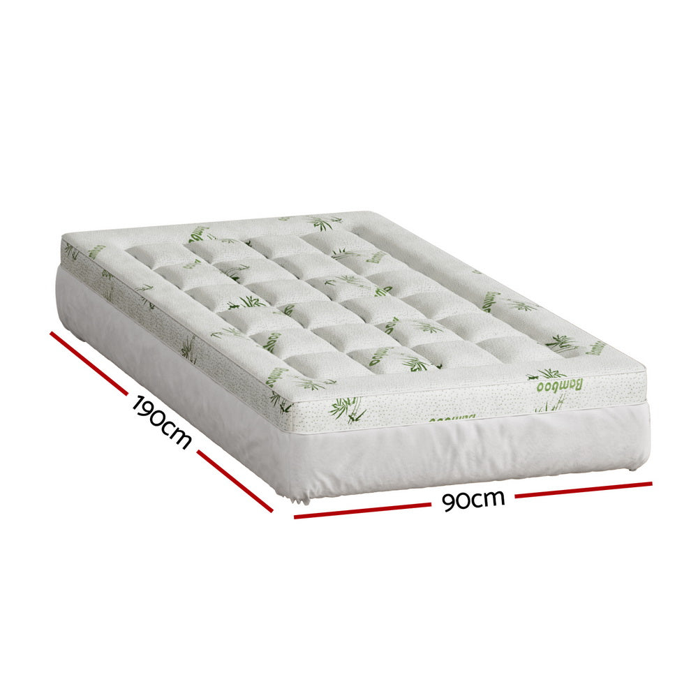 Giselle Bedding Pillowtop Mattress Topper 7.5cm Thick Bamboo Pad for Back Pain Relief Washable Skin-friendly TOPPER-BAM75-S