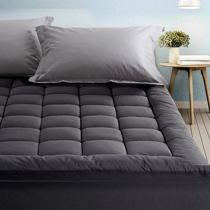 Giselle Bedding Bamboo Charcoal Filling Pillowtop Topper 1000GSM 5cm Thick Pillowtop Pad for Back Pain Relief TOPPER-CHAR-D