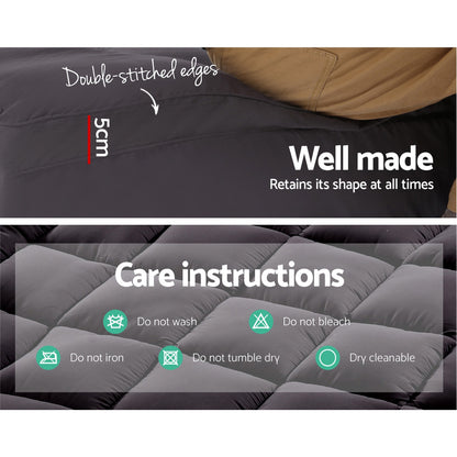 Giselle Bedding Bamboo Charcoal Filling Pillowtop Topper 1000GSM 5cm Thick Pillowtop Pad for Back Pain Relief TOPPER-CHAR-KS