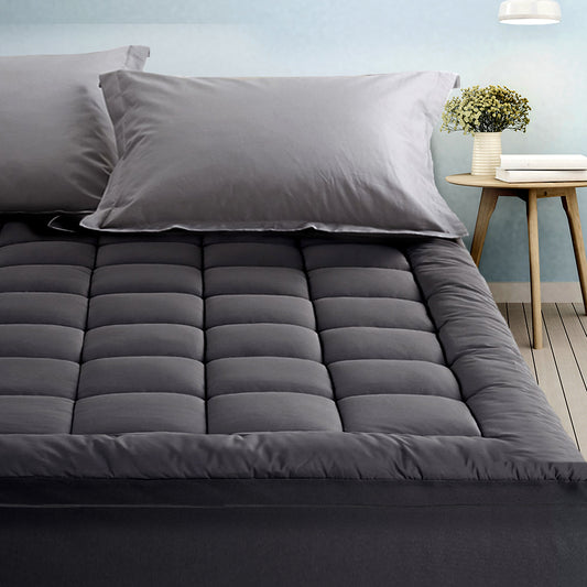 Giselle Bedding Bamboo Charcoal Filling Pillowtop Topper 1000GSM 5cm Thick Pillowtop Pad for Back Pain Relief TOPPER-CHAR-S