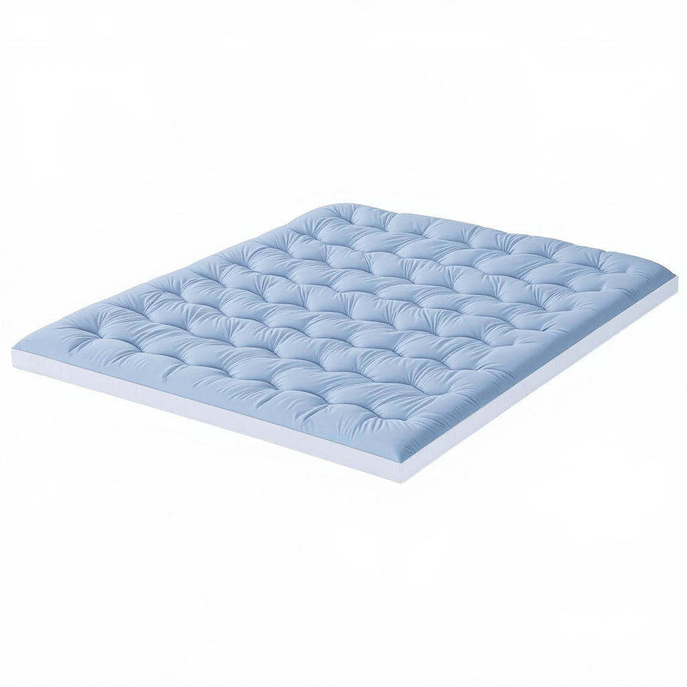 Giselle Bedding Pillowtop Mattress Topper 5cm Reversible Cooling & Soft Coral Fleece Pad for Back Pain Relief, Washable Skin-friendly Bed Protector with 45cm Deep Pocket Double