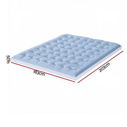 Giselle Bedding Pillowtop Mattress Topper 5cm Reversible Cooling & Soft Coral Fleece Pad for Back Pain TOPPER-DS-K