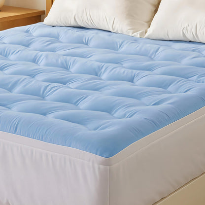 Giselle Bedding Pillowtop Mattress Topper 5cm Reversible Cooling & Soft Coral Fleece Pad for Back Pain TOPPER-DS-K