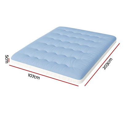 Giselle Bedding Pillowtop Mattress Topper 5cm Reversible Cooling & Soft Coral Fleece Pad for Back Pain TOPPER-DS-KS