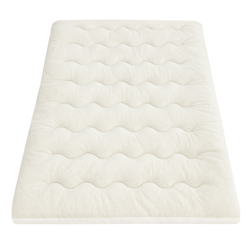 Giselle Bedding Pillowtop Mattress Topper 5cm Reversible Cooling & Soft Coral Fleece Pad for Back Pain TOPPER-DS-KS