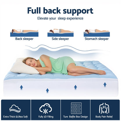 Giselle Bedding Pillowtop Mattress Topper 5cm Reversible Cooling & Soft Coral Fleece Pad for Back Pain TOPPER-DS-KS