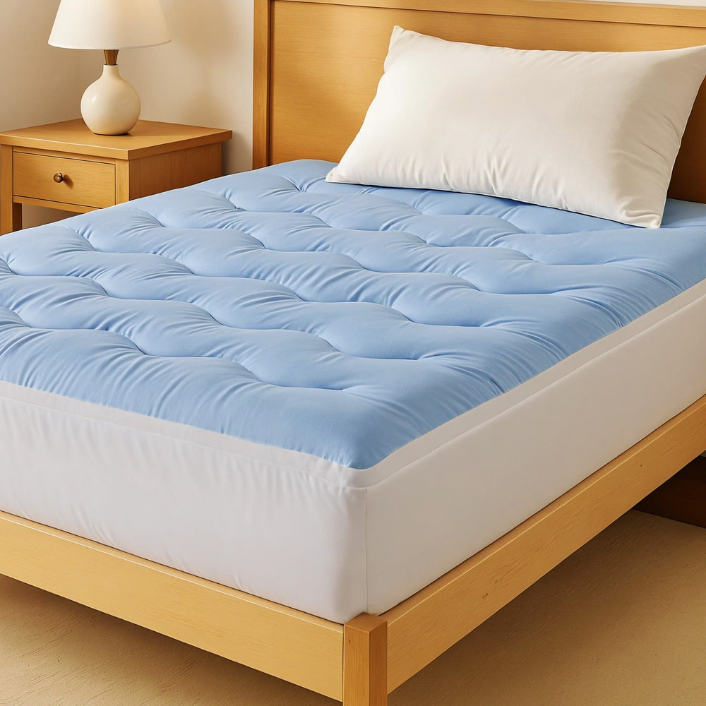 Giselle Bedding Pillowtop Mattress Topper 5cm Reversible Cooling & Soft Coral Fleece Pad for Back Pain TOPPER-DS-KS
