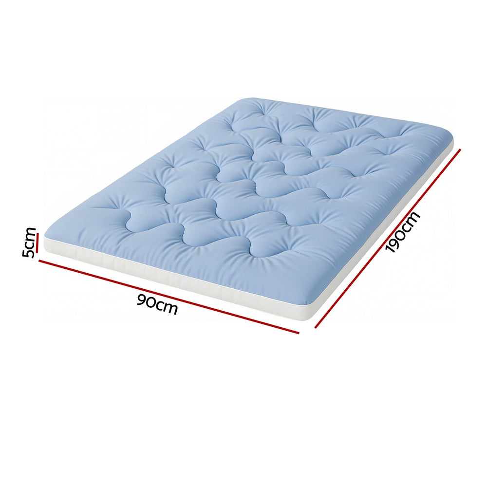 Giselle Bedding Pillowtop Mattress Topper 5cm Reversible Cooling & Soft Coral Fleece Pad for Back Pain TOPPER-DS-S