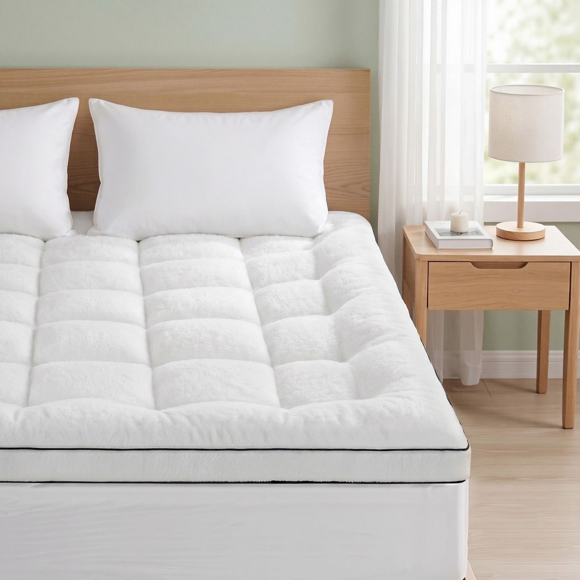 Giselle Bedding Double Mattress Topper 5cm Coral Fleece TOPPER-FLEECE-5-D