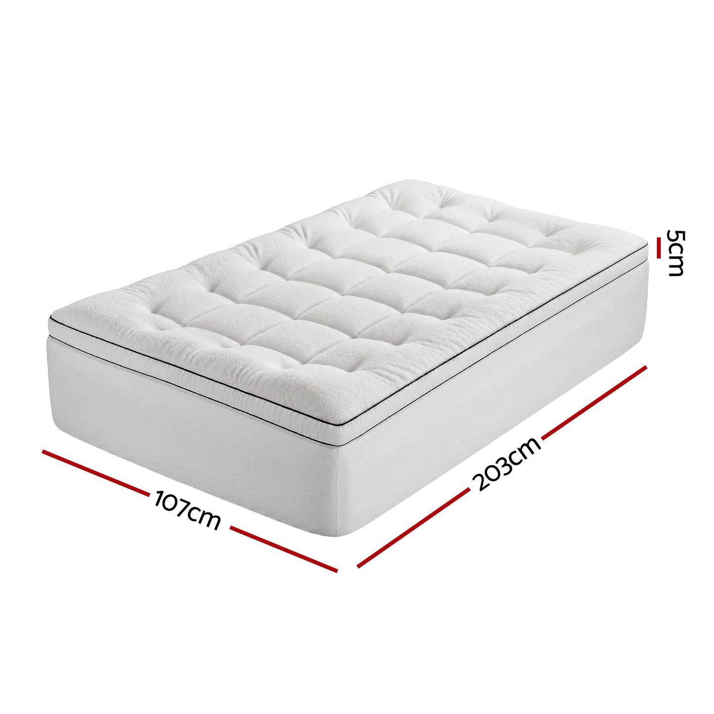 Giselle Bedding King Single Mattress Topper 5cm Coral Fleece TOPPER-FLEECE-5-KS