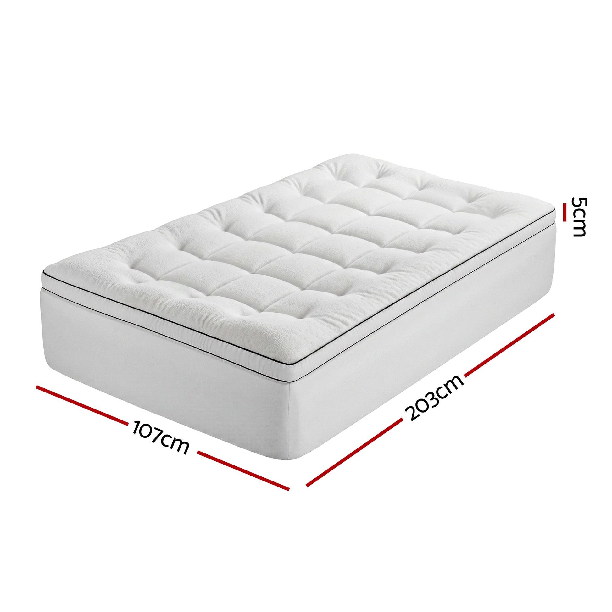 Giselle Bedding King Single Mattress Topper 5cm Coral Fleece TOPPER-FLEECE-5-KS