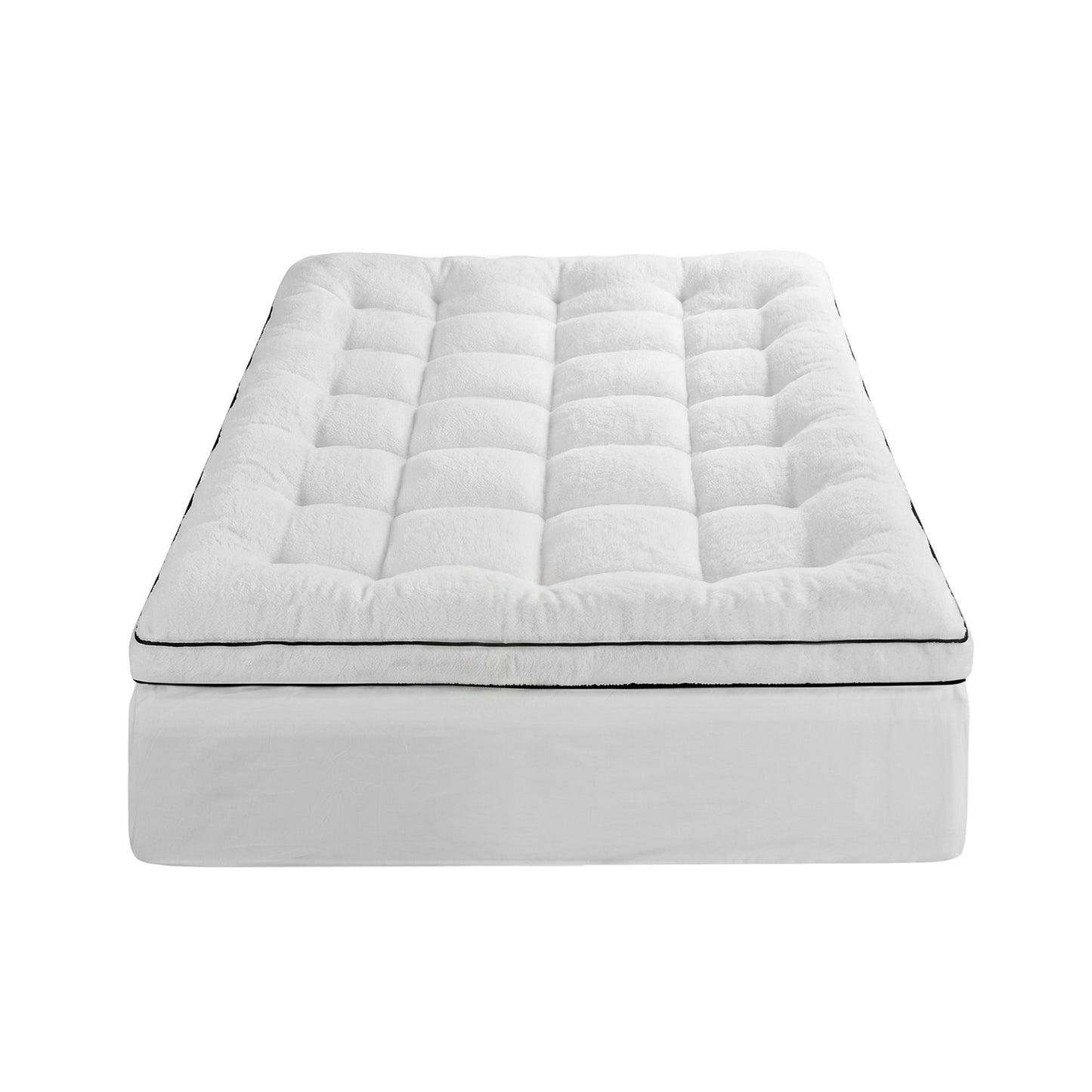 Giselle Bedding King Single Mattress Topper 5cm Coral Fleece TOPPER-FLEECE-5-KS