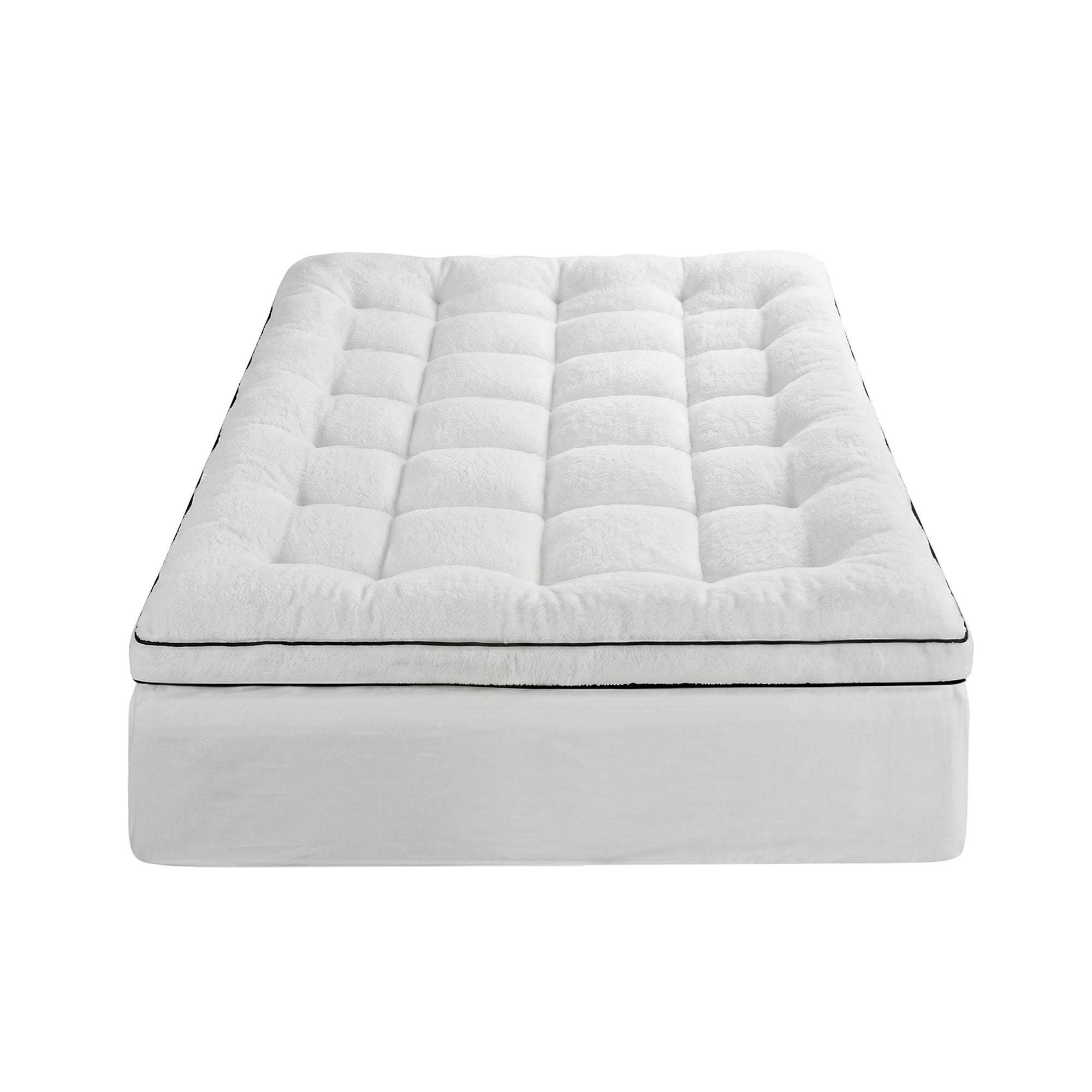 Giselle Bedding King Single Mattress Topper 5cm Coral Fleece