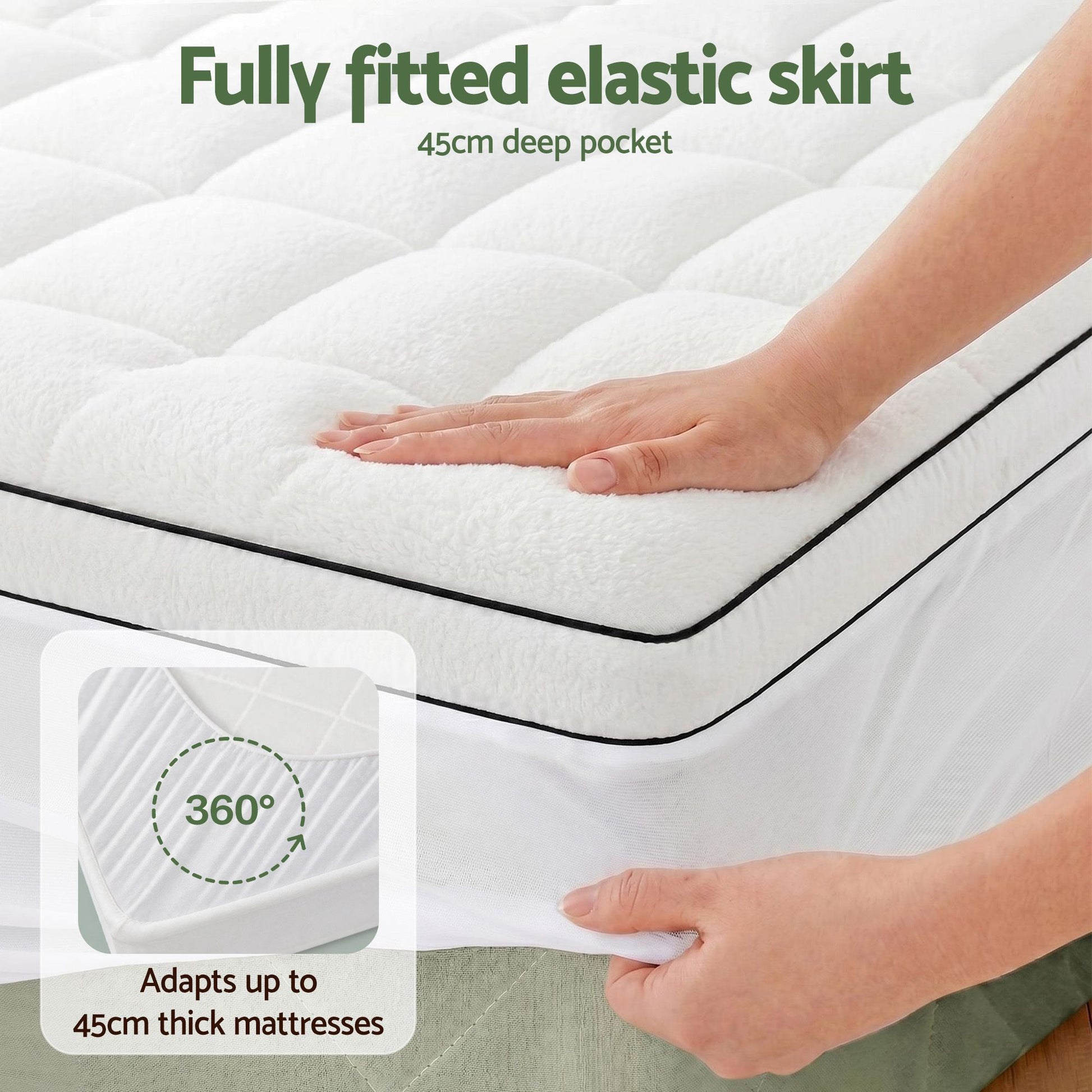 Giselle Bedding King Single Mattress Topper 5cm Coral Fleece TOPPER-FLEECE-5-KS